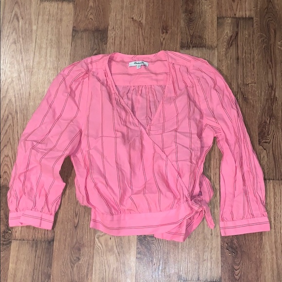 📌 Madewell Cecilia Stripe Wrap Top - Picture 2 of 7